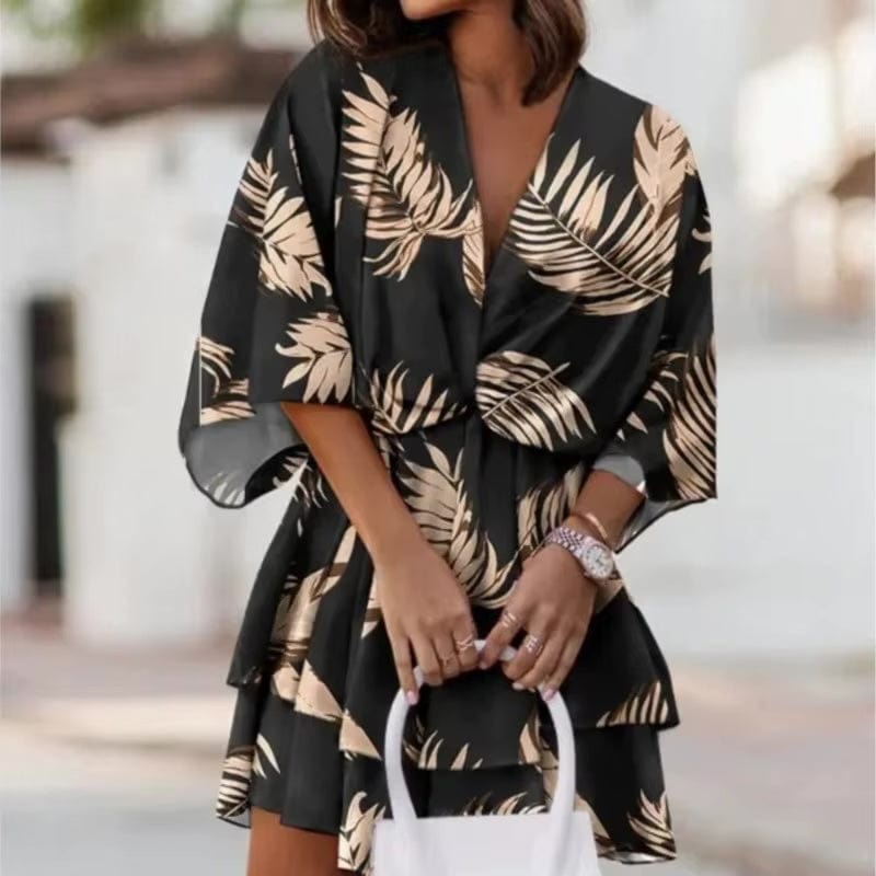 black floral mini dress