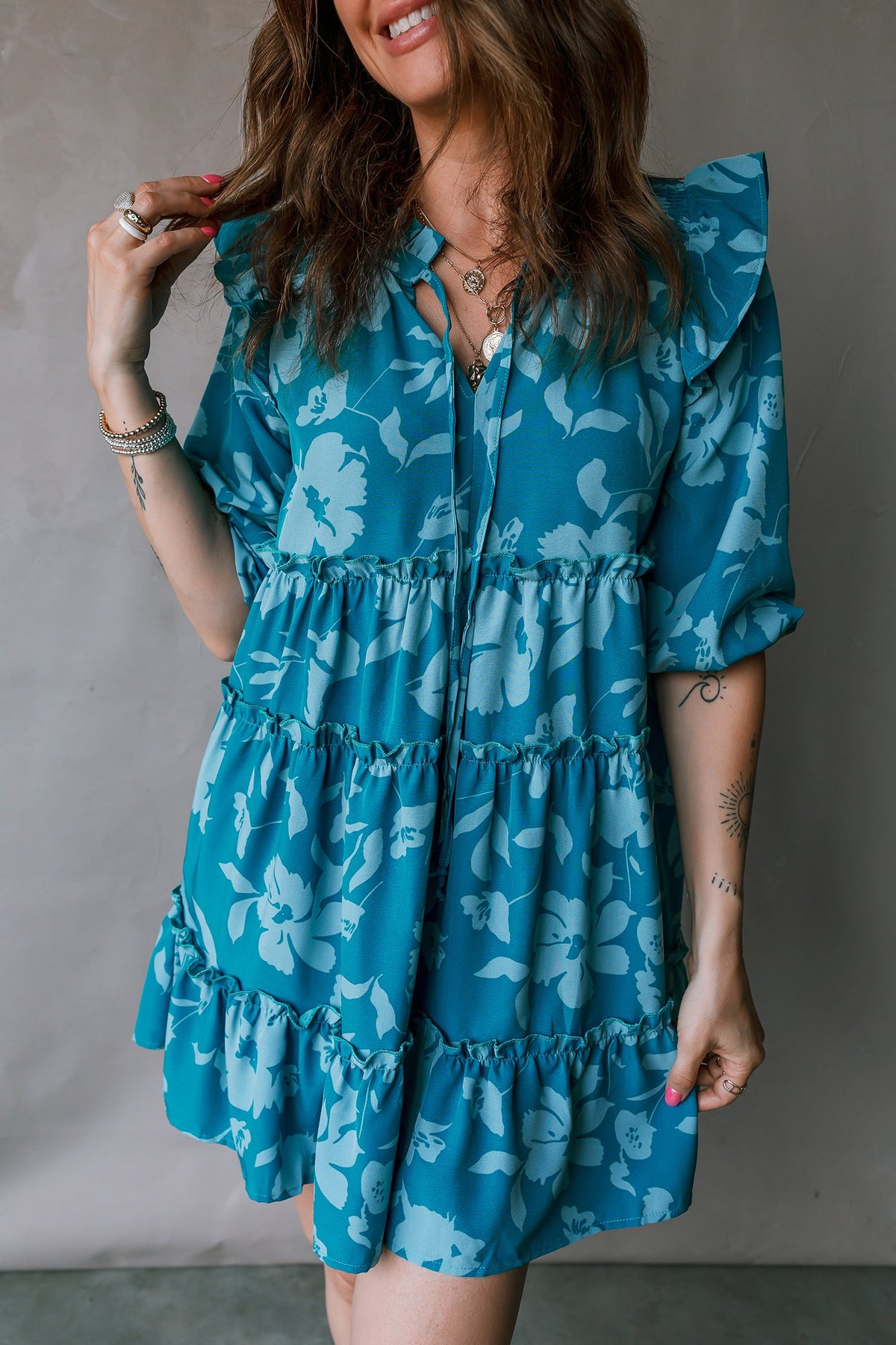 Blue Bohemian Dress Back View