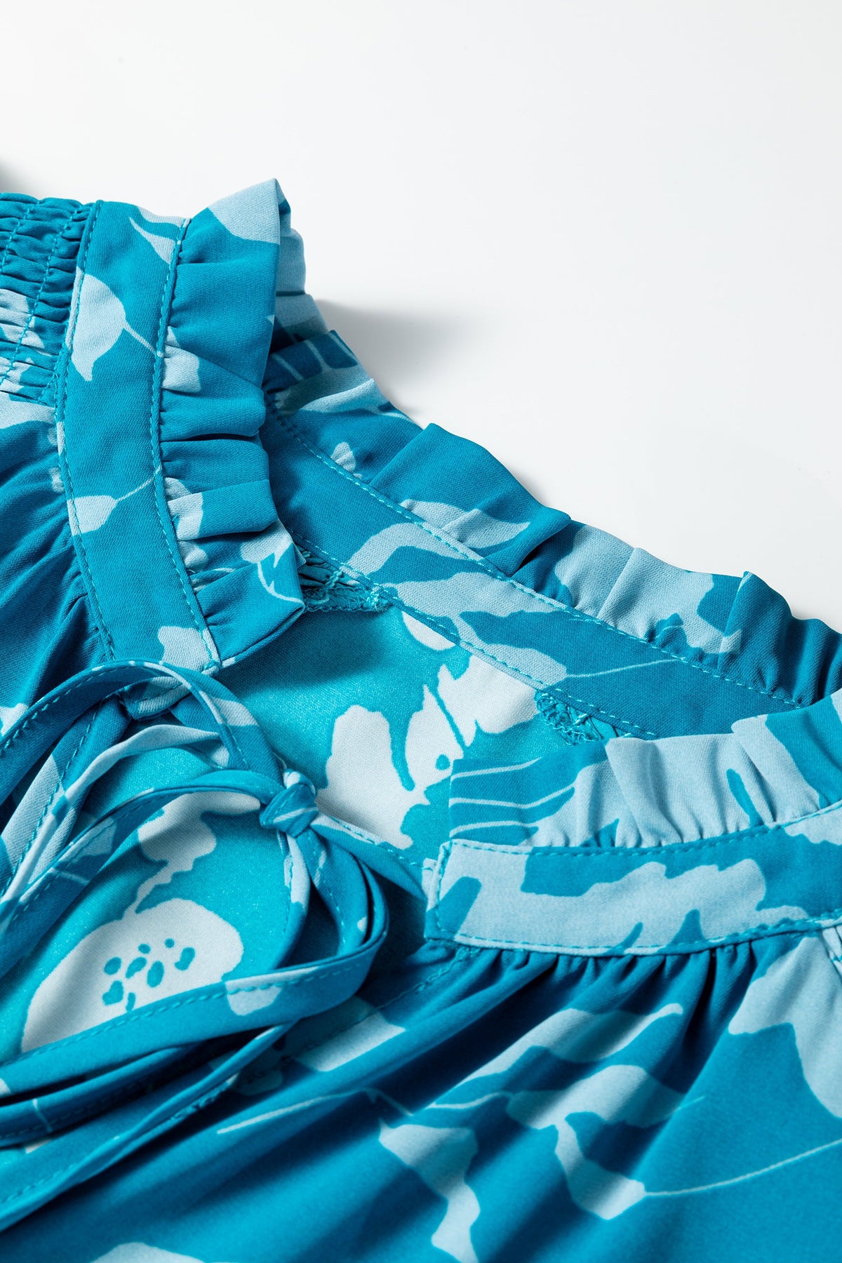 Blue Boho Mini Dress Closeup