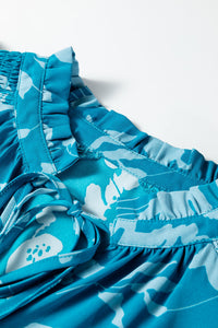Blue Boho Mini Dress Closeup