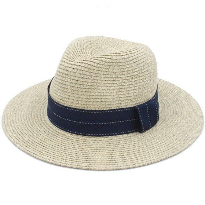 Blue boho straw sun hat