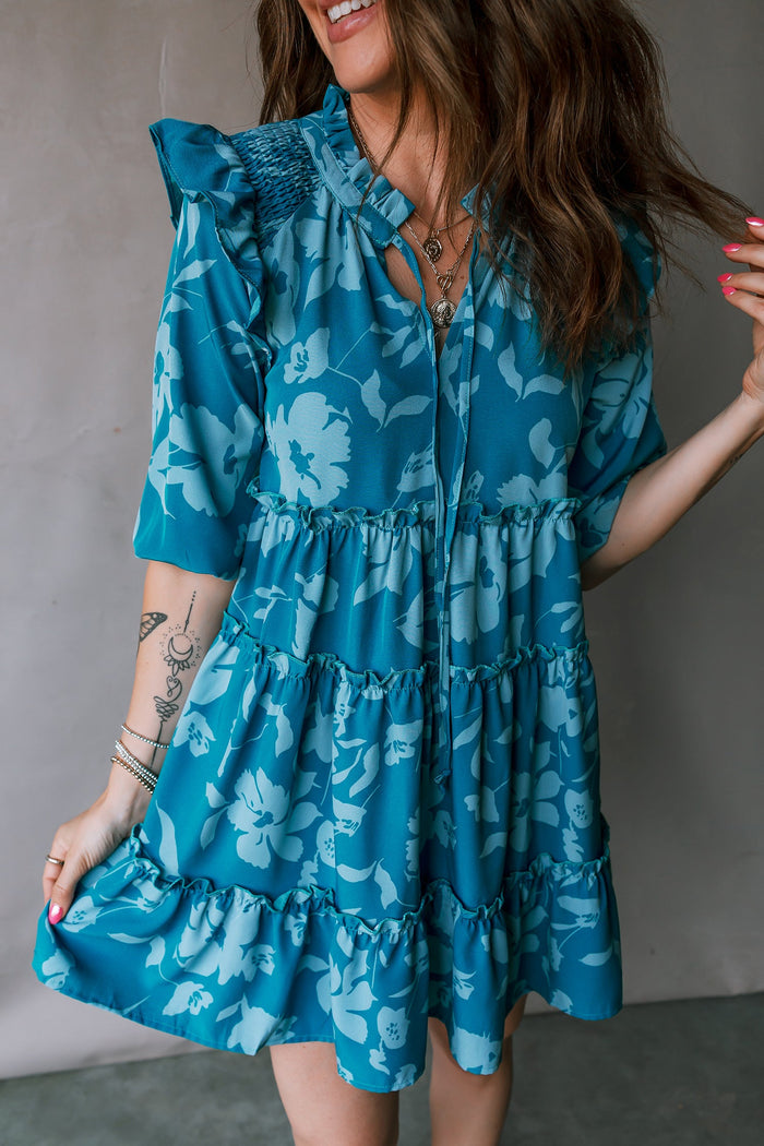Blue Floral Mini Dress