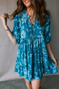 Blue Mini Dress Boho Style