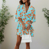 blue boho mini dress