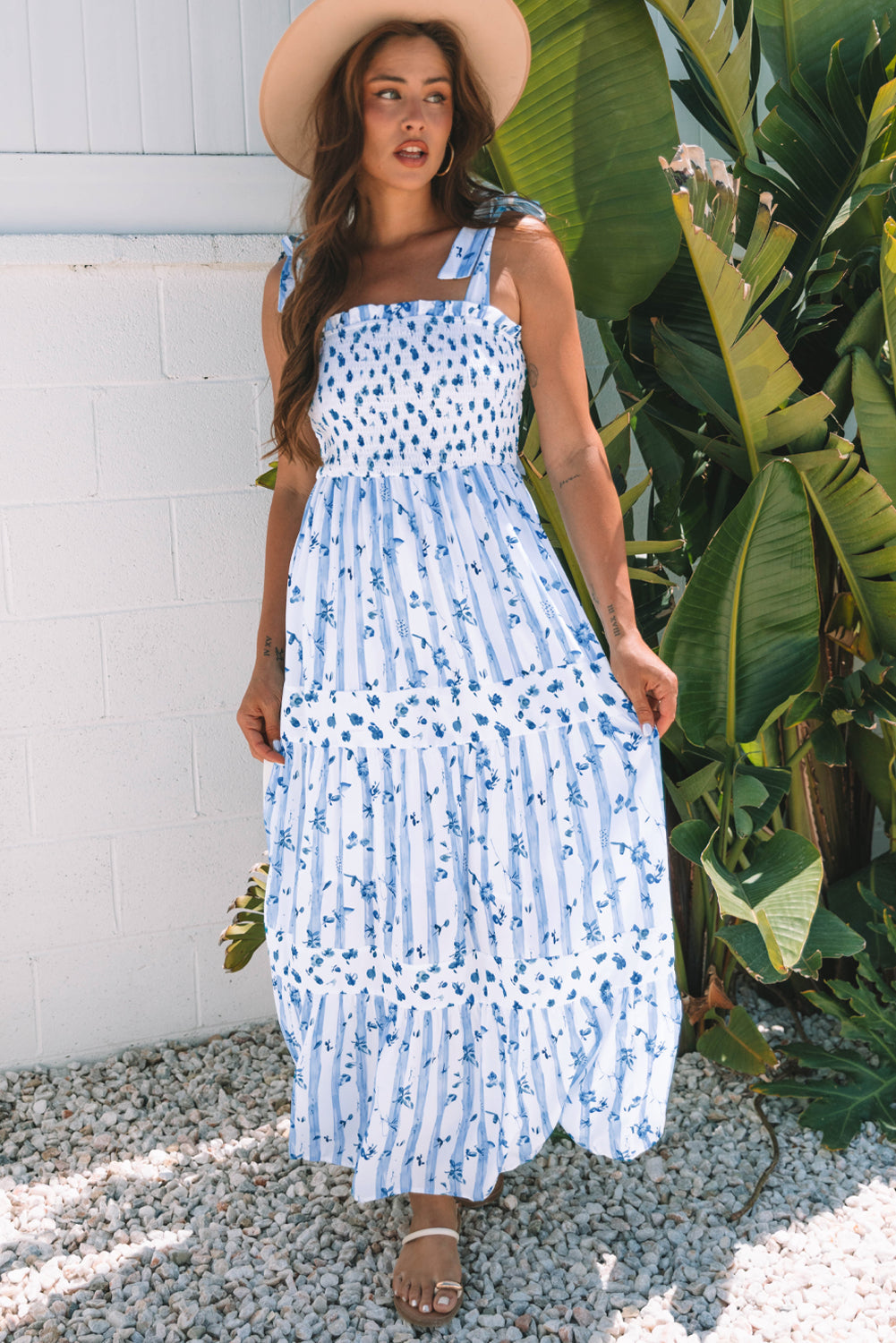 Bohemian A-line dress earthy tones