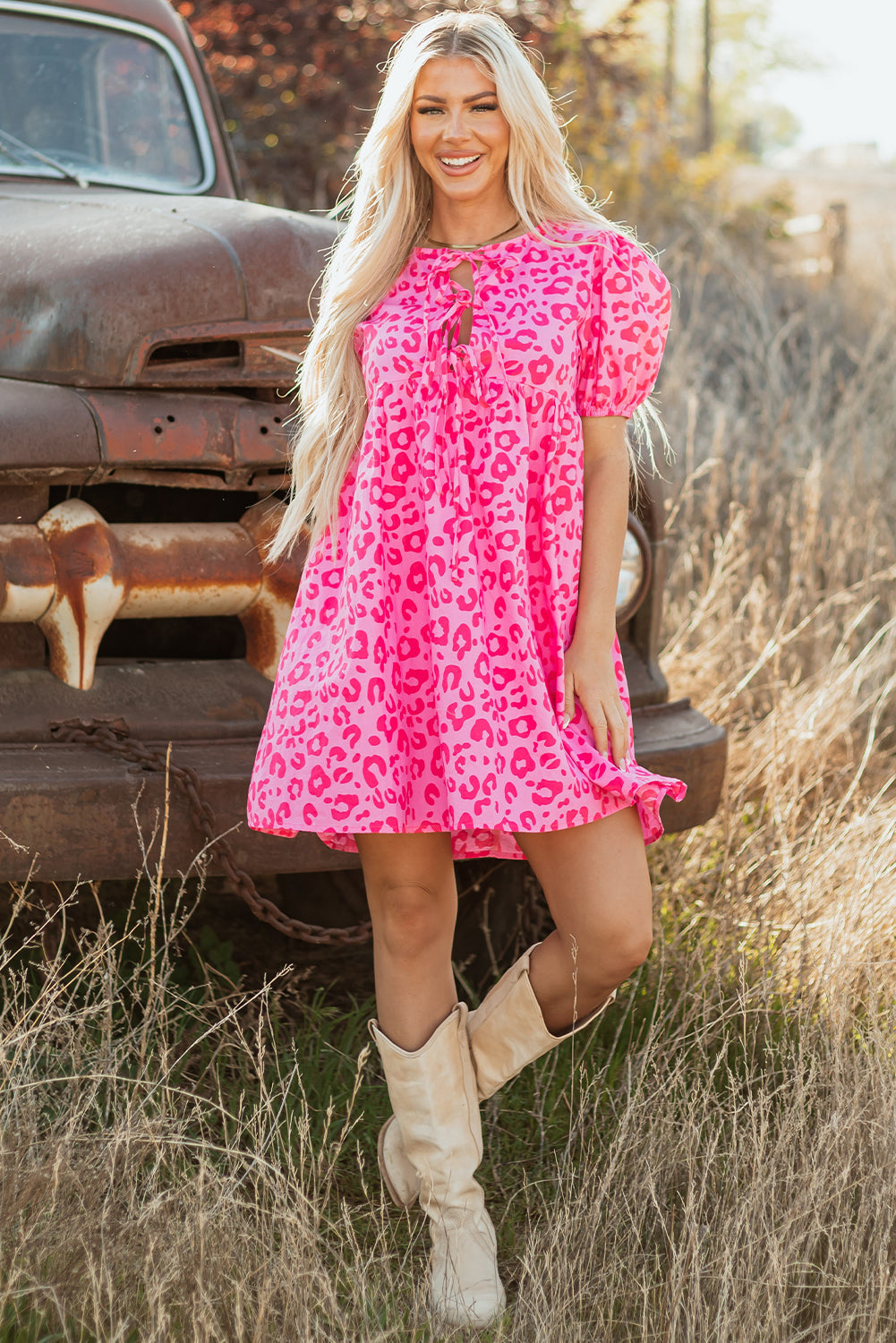 Bohemian Animal Print Beach Dress
