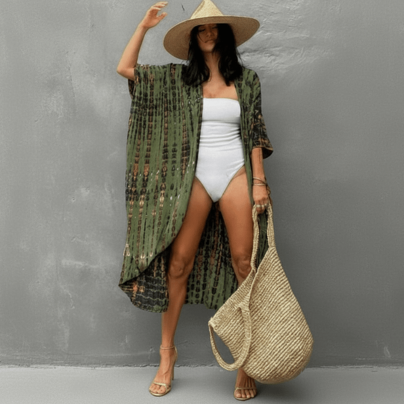 Bohemian beach kaftan white cotton