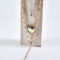 Bohemian beaded pendant layered necklace