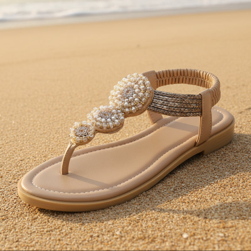 Bohemian beaded sandals natural sole