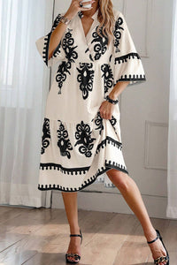 Bohemian Belted Waist Midi Dress