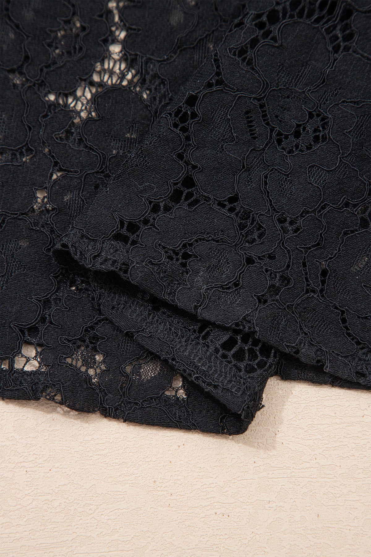 Bohemian black lace dress closeup
