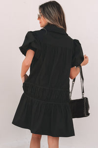 Bohemian Black Mini Dress Front