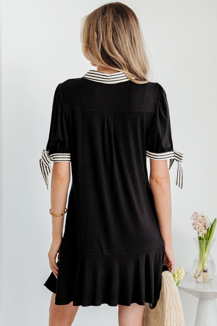Bohemian Black Mini Dress Front