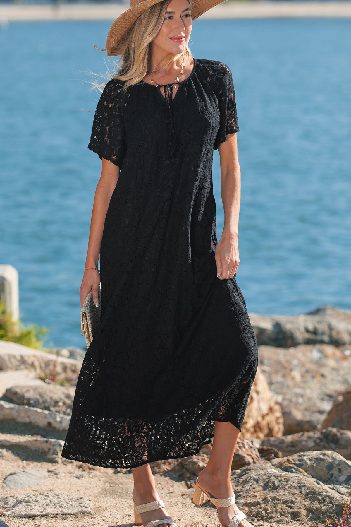Bohemian black sheer maxi outfit