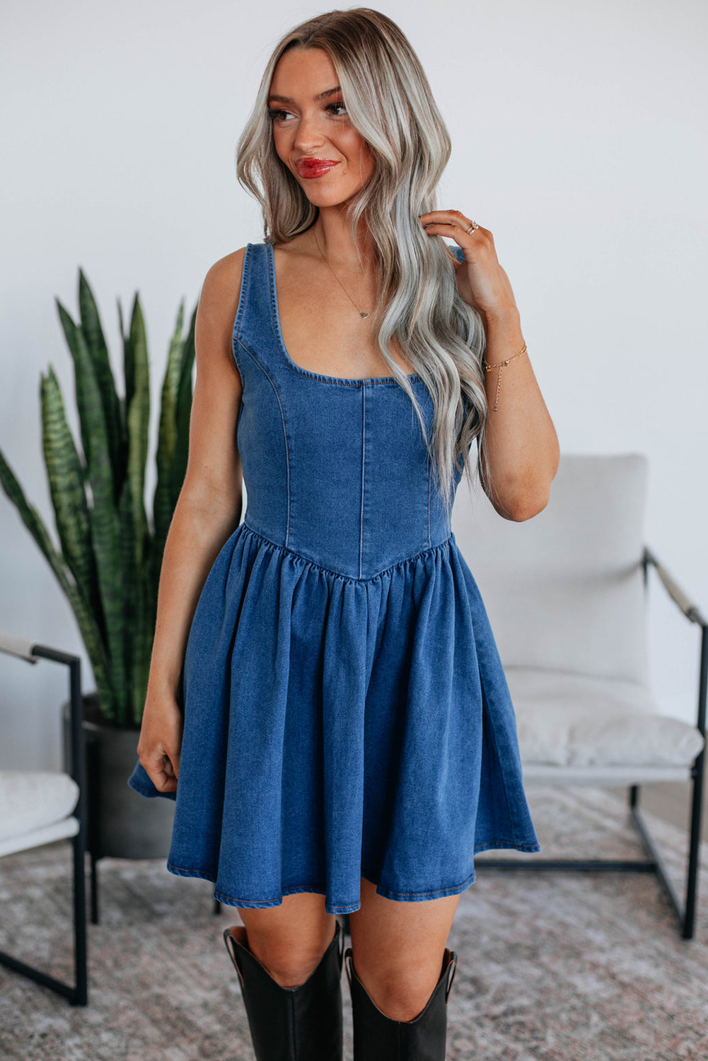 Bohemian blue A-line mini
