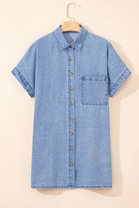 Bohemian Blue Cotton Dress Close-Up