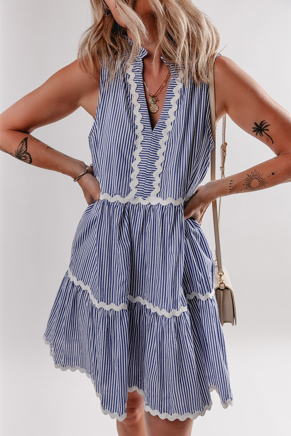 Bohemian Blue Cotton Dress Detail