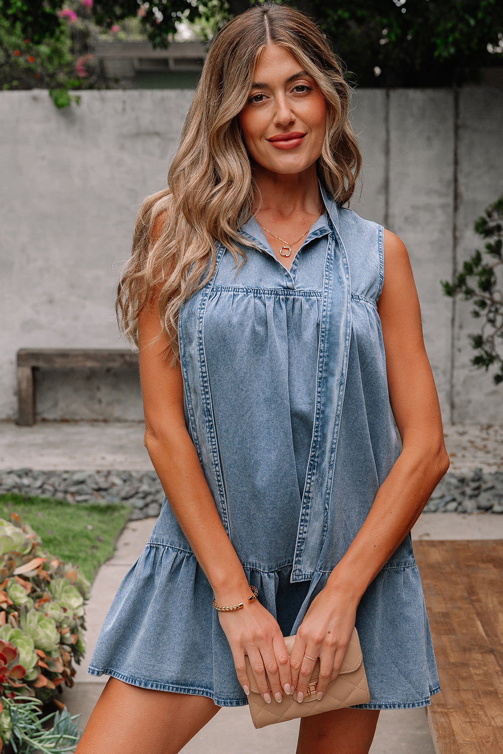 Bohemian Blue Cotton Summer Dress