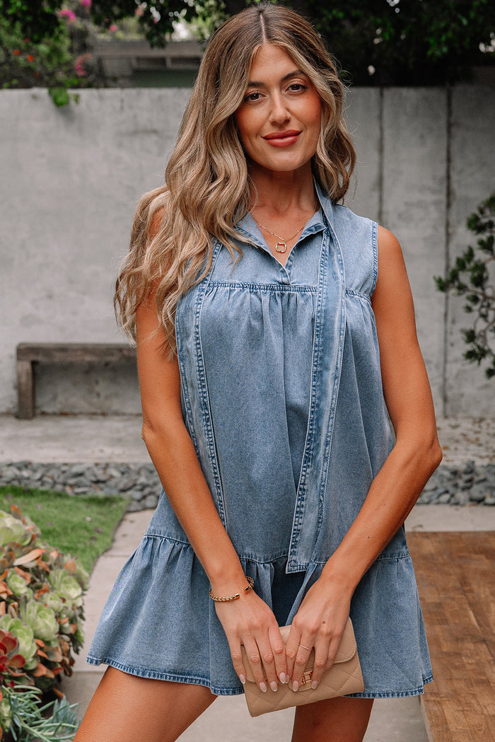 Bohemian Blue Cotton Summer Dress
