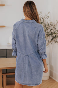 Bohemian Blue Denim Casual Dress