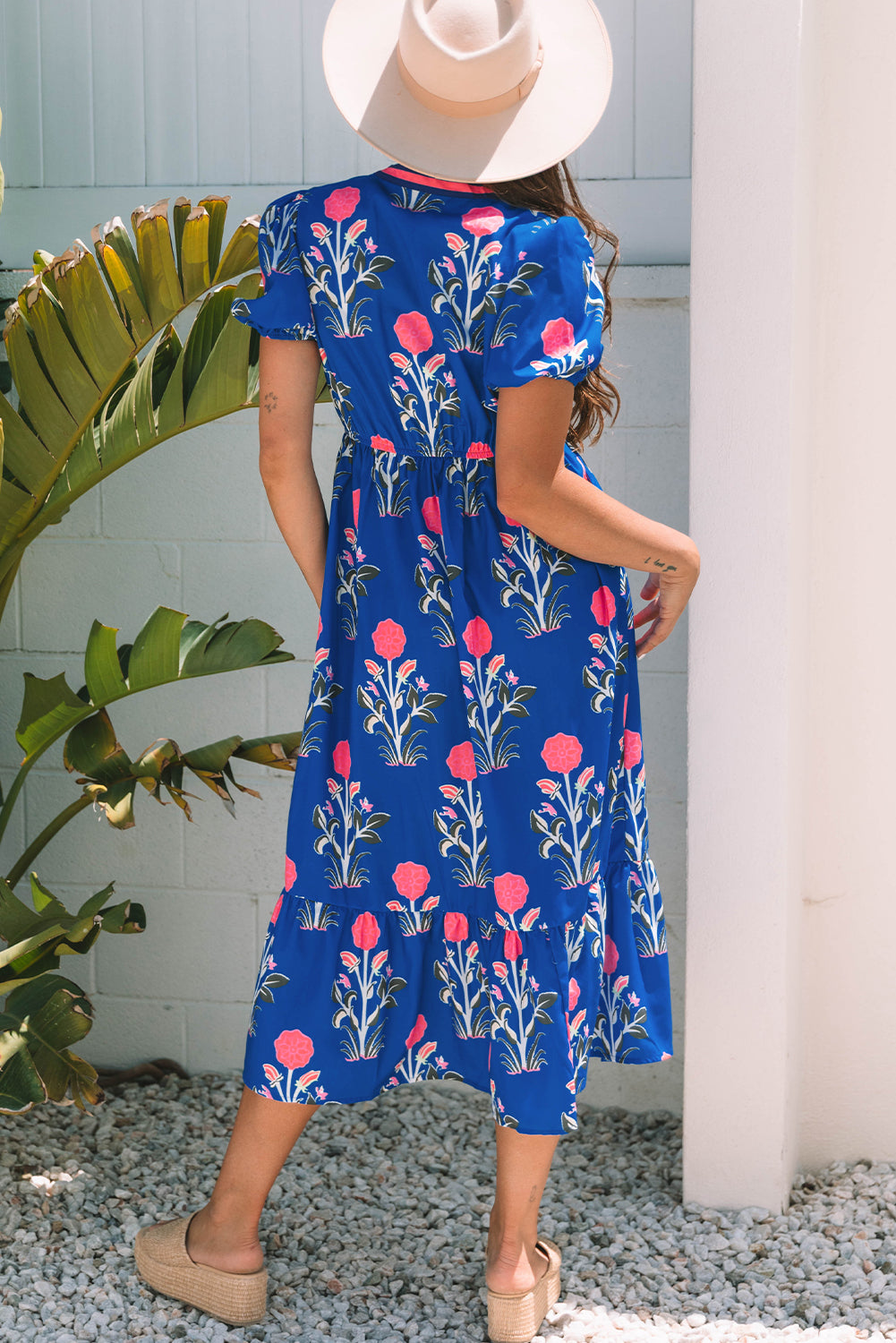 Bohemian blue floral summer dress