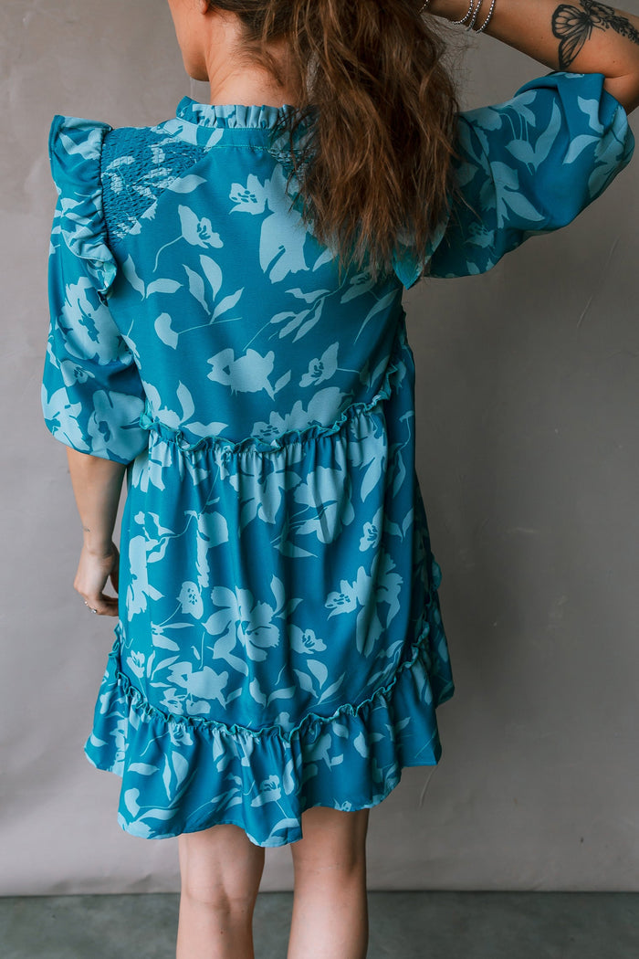 Bohemian Blue Floral Summer Dress
