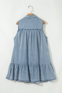 Bohemian Breezy Blue Linen Dress