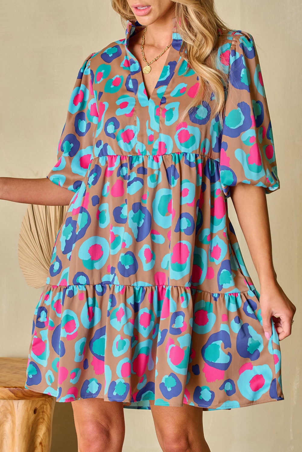 Bohemian Brown Leopard Sundress Look