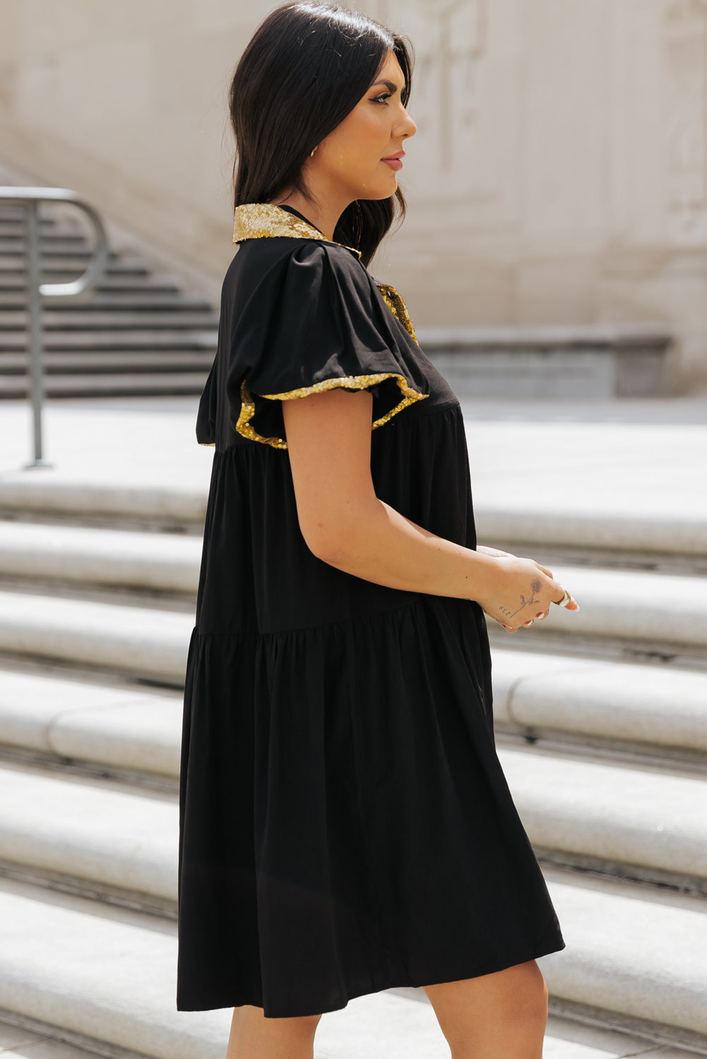 Bohemian Bubble Sleeve Dress Detail