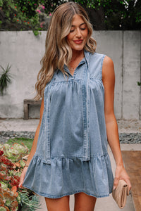 Bohemian Casual Chambray Shift Dress