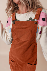 Bohemian Casual Corduroy Pinafore Outfit