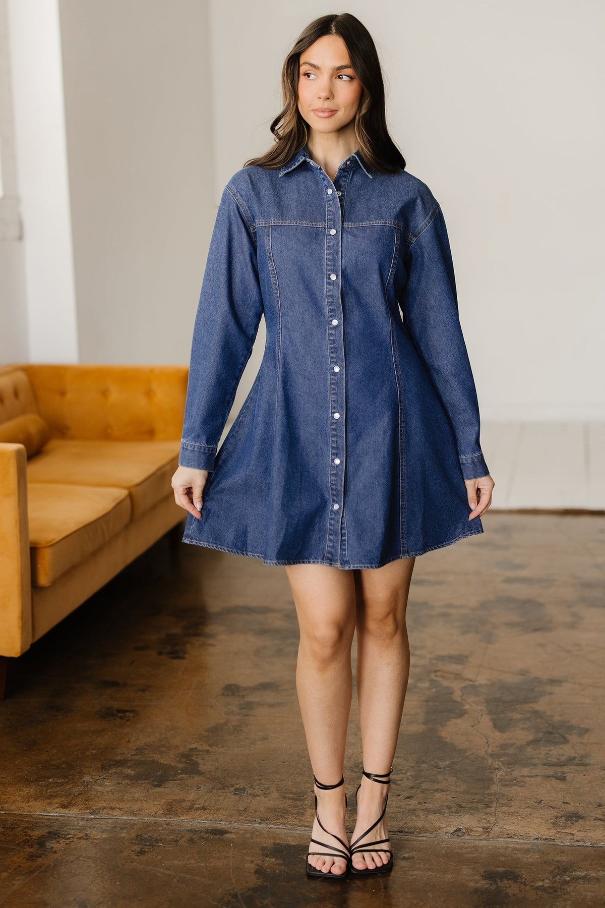 Bohemian Casual Denim Dress Closeup