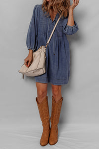 Bohemian casual denim fitted dress