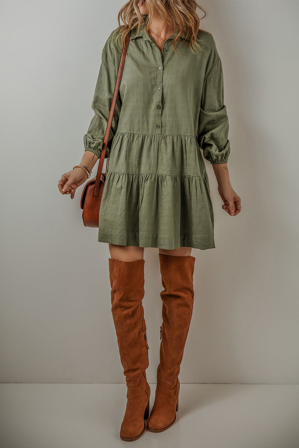 Bohemian casual tiered dress styling