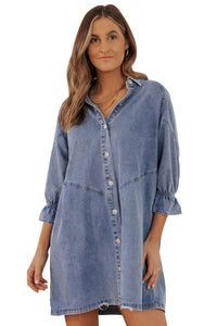 Bohemian Chambray Belted Mini Dress