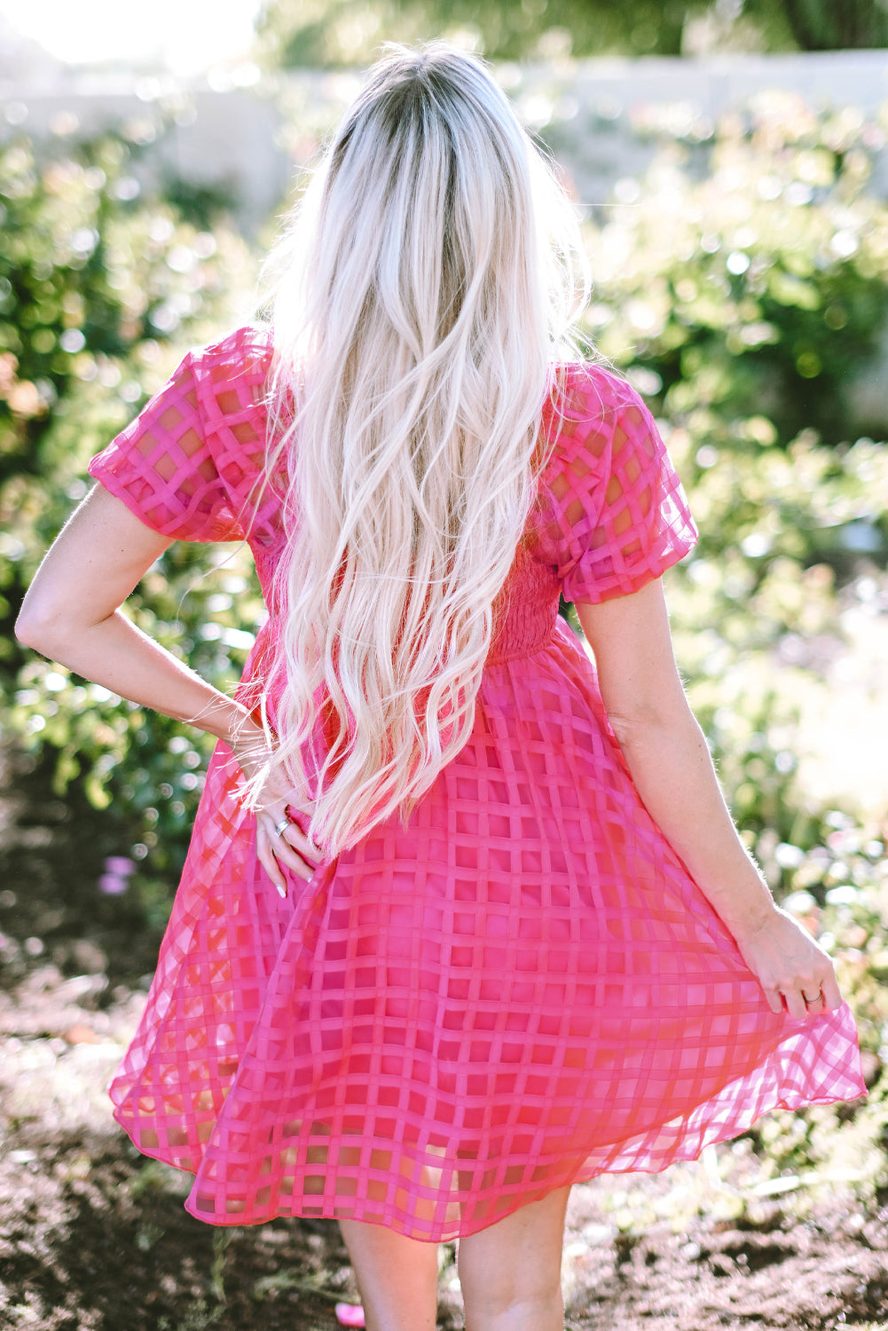 Bohemian Check Pattern Dress Closeup