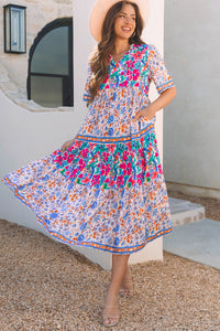 Bohemian colorful ruffle mini dress