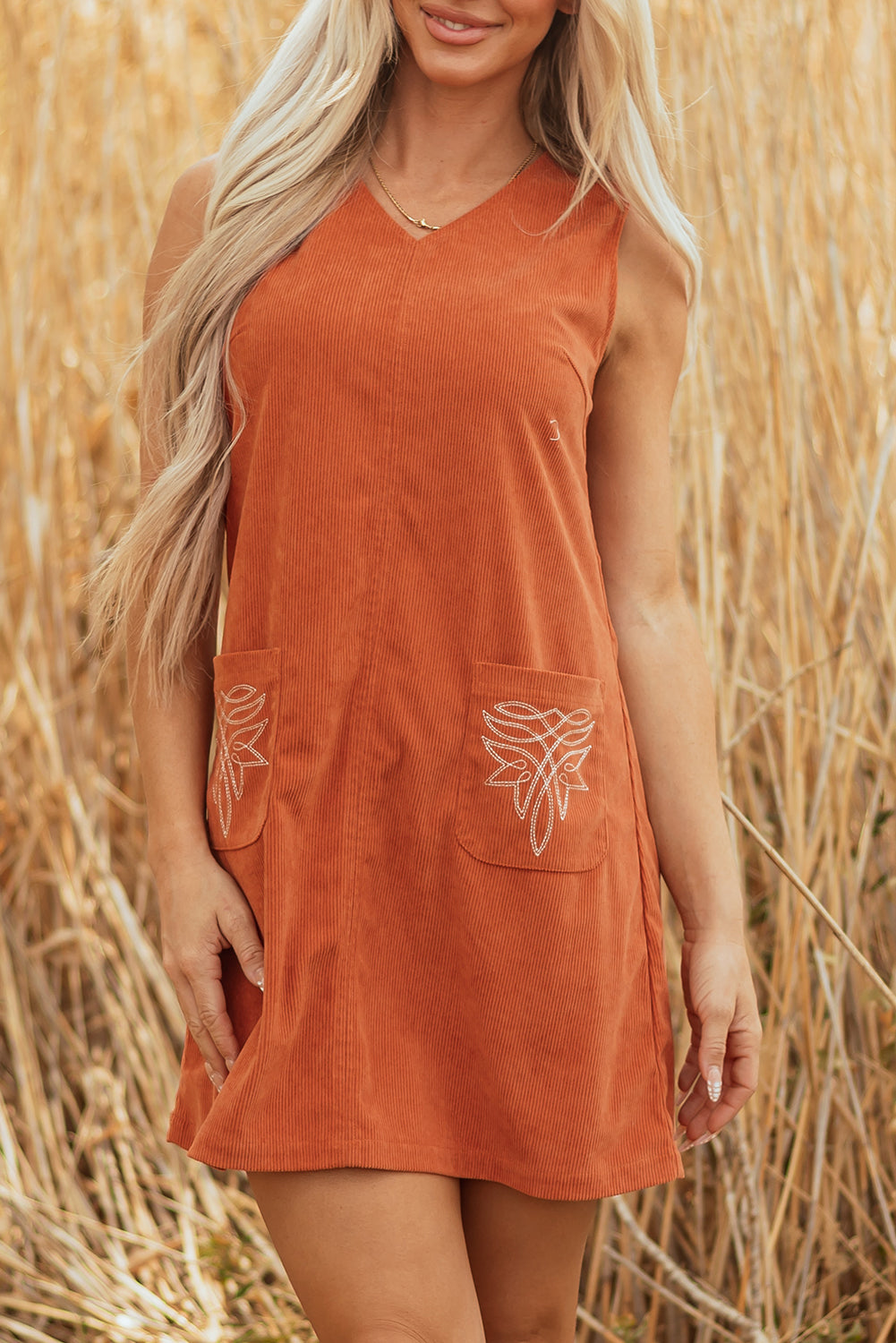 Bohemian Corduroy Button Detail Shot