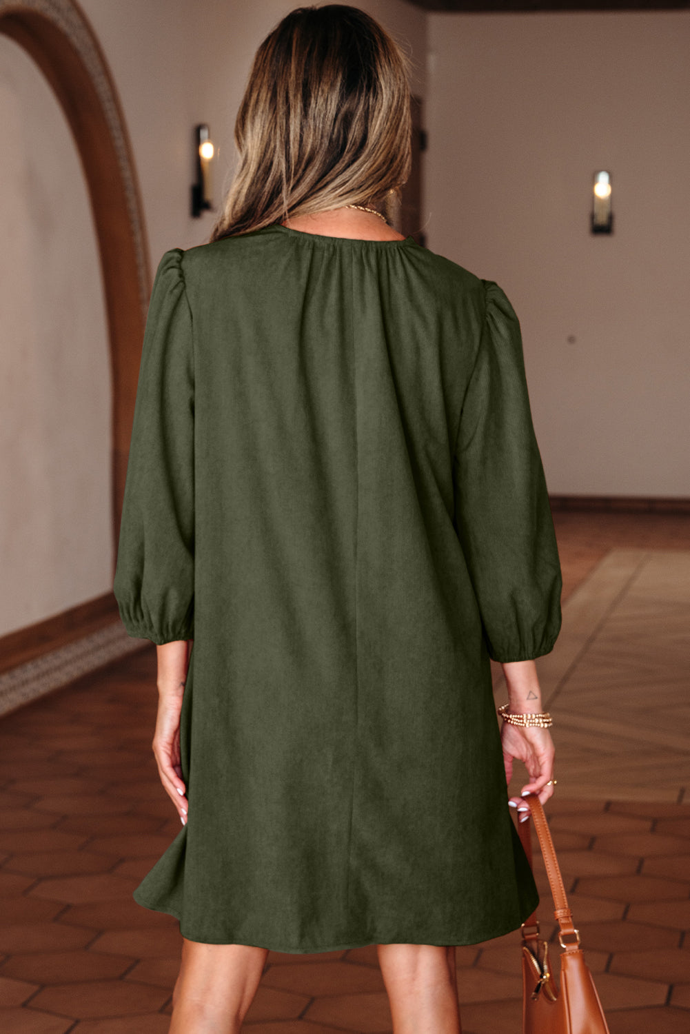 Bohemian Corduroy Dress Front View