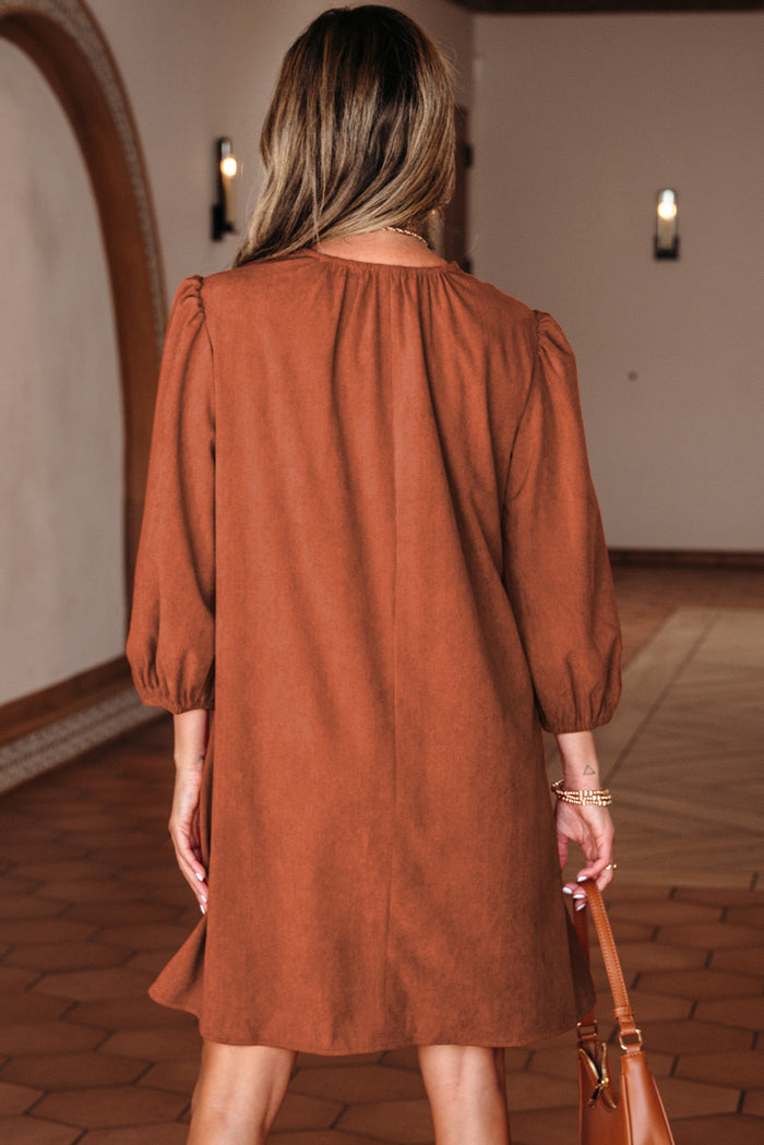 Bohemian Corduroy Dress Front View