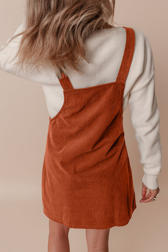 Bohemian Corduroy Pinafore Mini Dress
