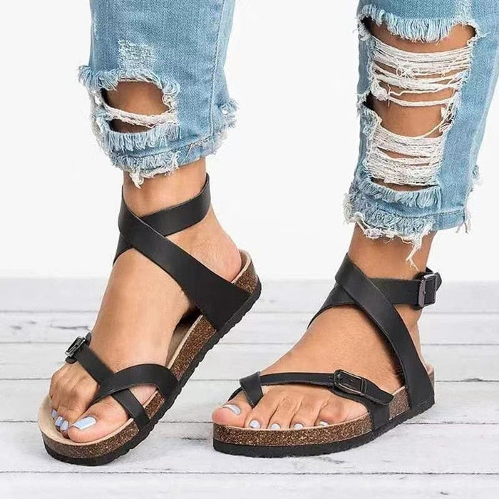 Bohemian cork wedge summer shoes