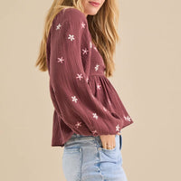 Bohemian cotton blouse earthy tones
