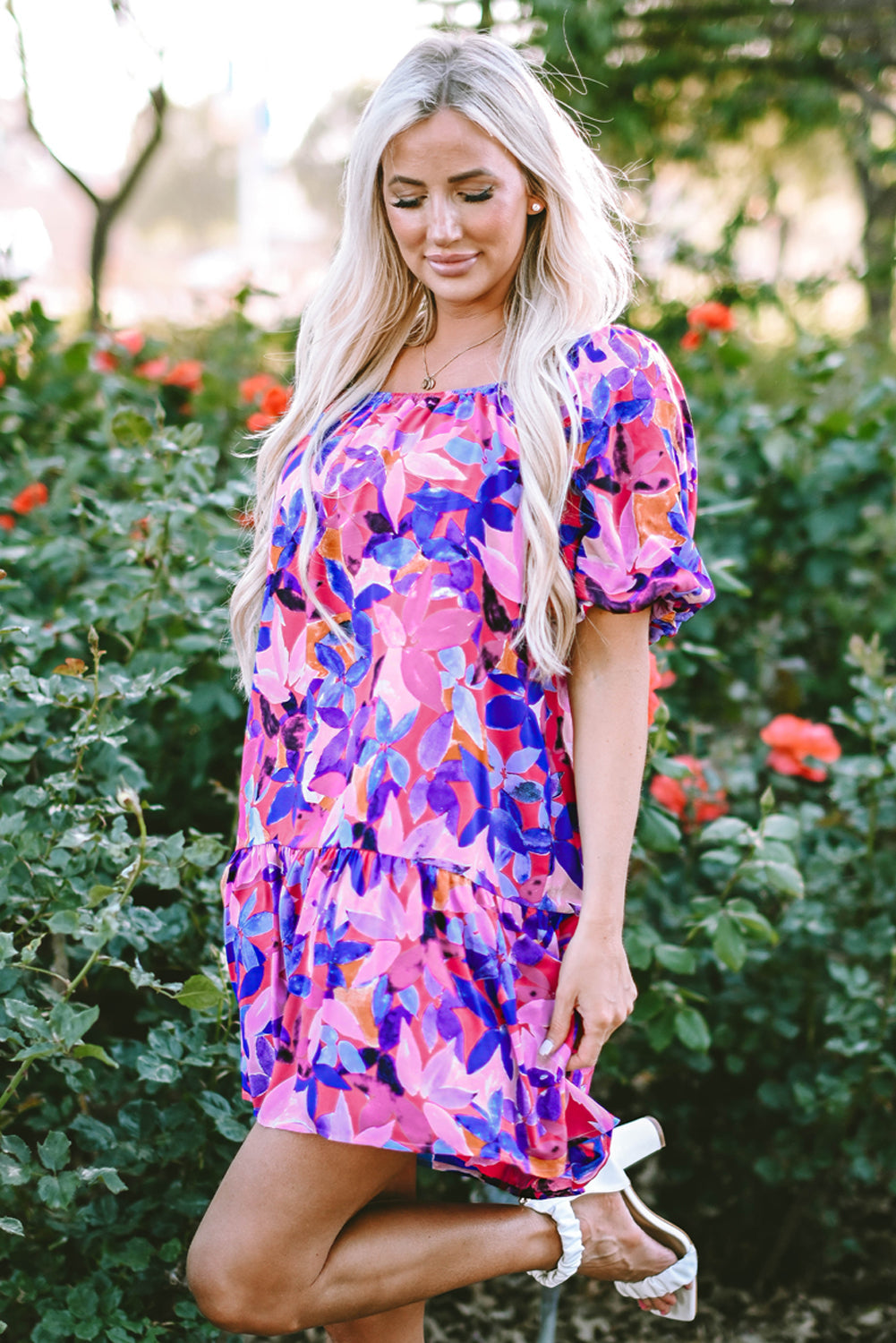 Bohemian Cotton Mini Dress Side