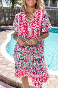 Bohemian Cotton Tiered Mini Dress