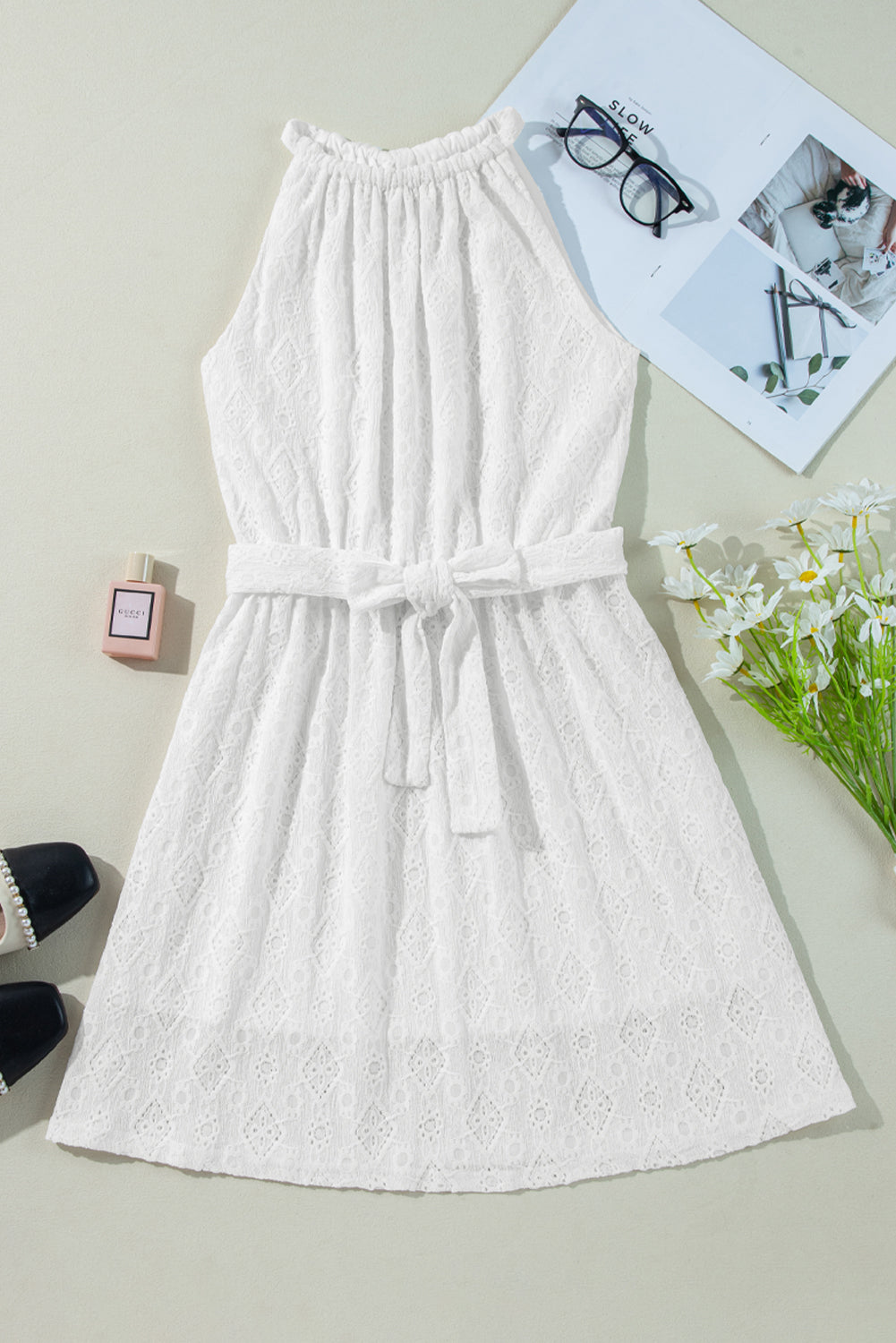 Bohemian Crochet Detail Short Dress