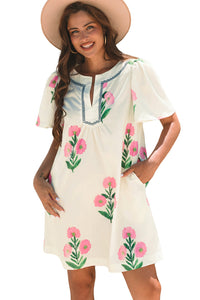 Bohemian Crochet Trim Mini Dress