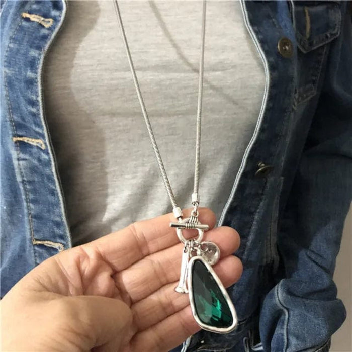 Bohemian Crystal Pendant Gold Chain
