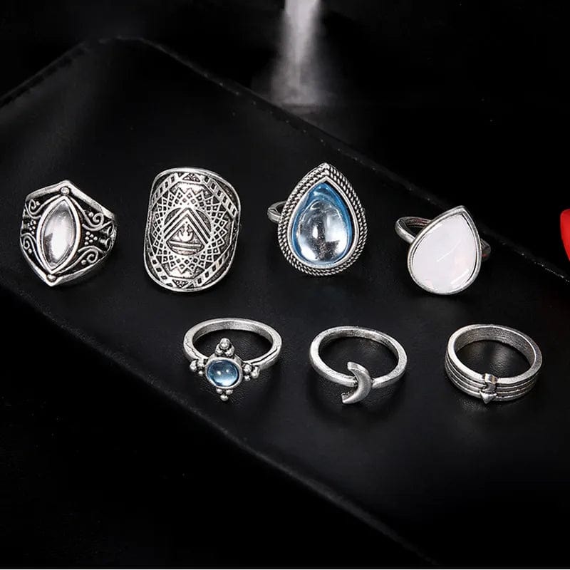 Bohemian crystal stone ring collection