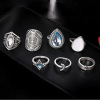 Bohemian crystal stone ring collection